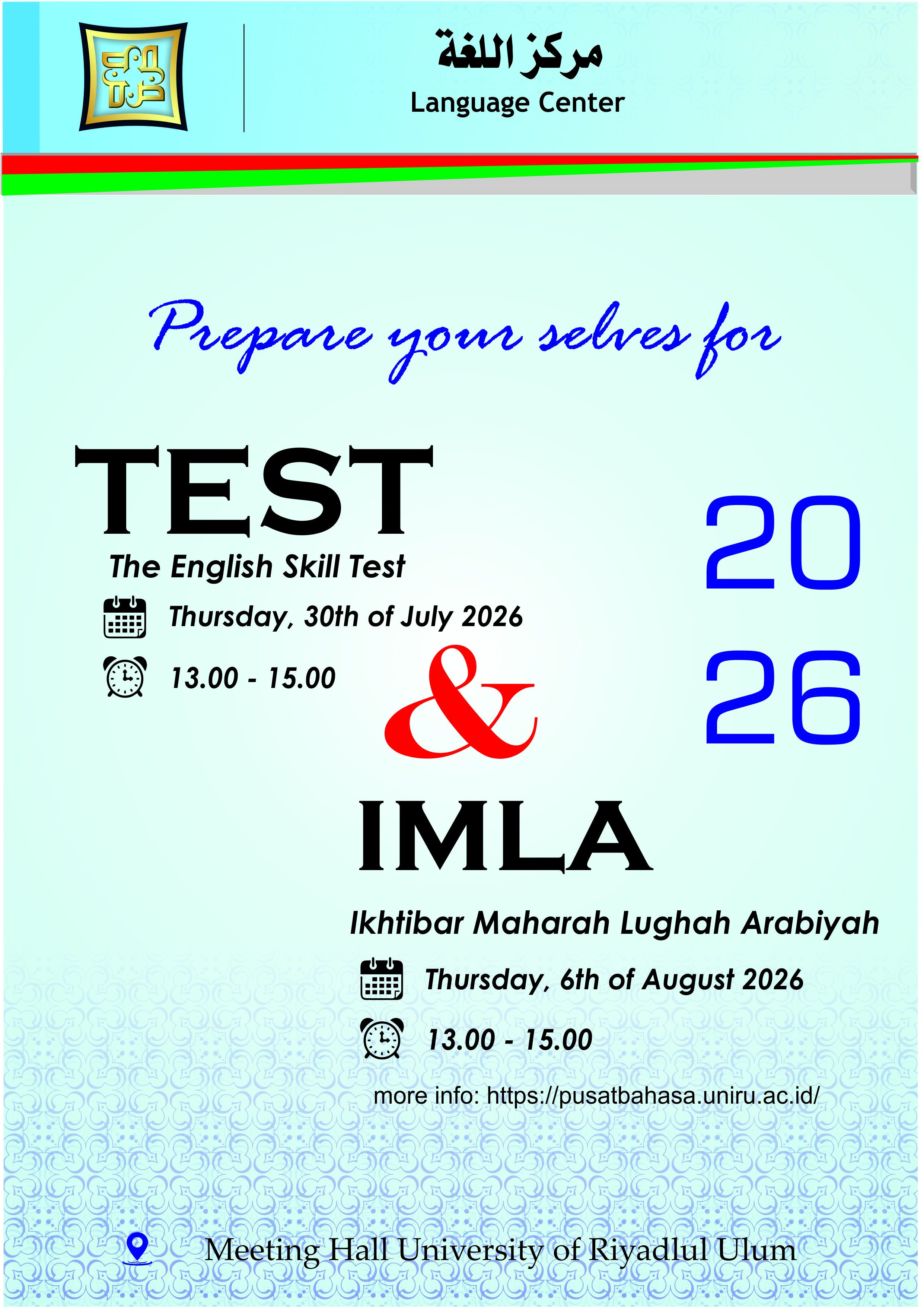 Pemberitahuan Biaya Test Bahasa